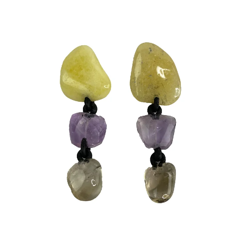 TRIPLE STONE DROP EARRING