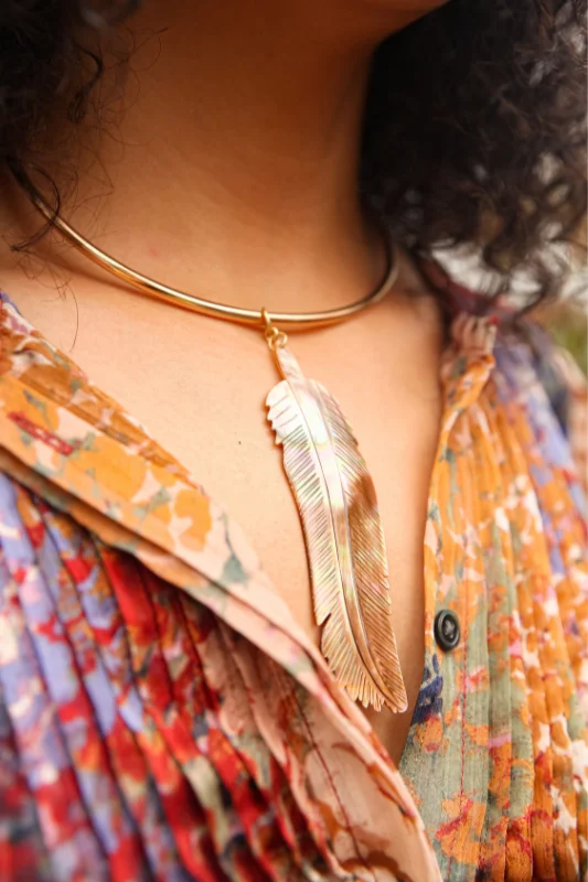 Carved Feather Collar