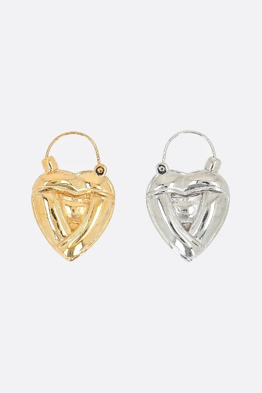 Knot Heart brass hoop earrings