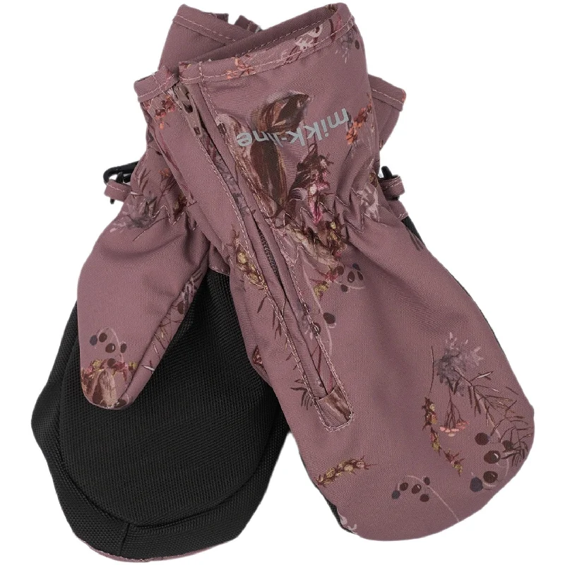 Mikk-Line Twilight Mauve Polyester Mittens with Zipper