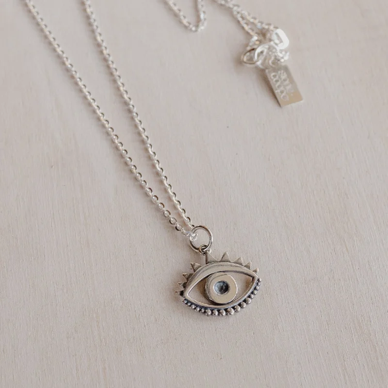 Necklace: Sterling Silver Evil Eye Layering