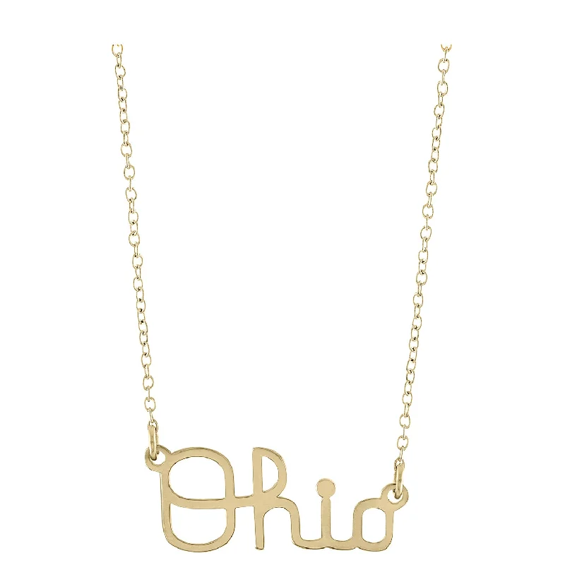 Ohio State Buckeyes Script Ohio Gold Necklace