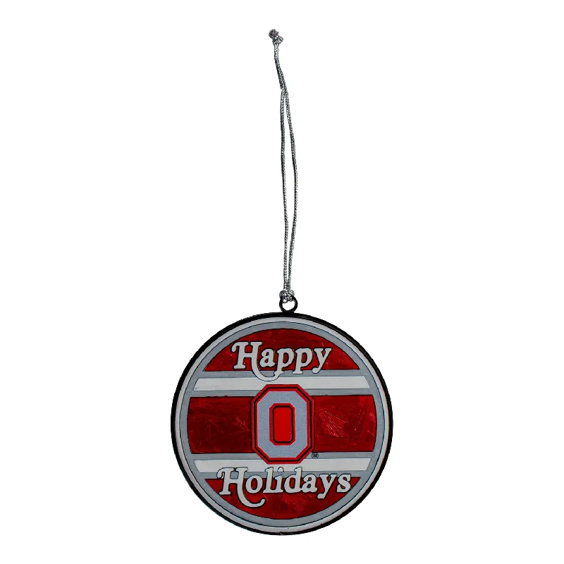 Ohio State Buckeyes Stain Glass Scarlet Ornament