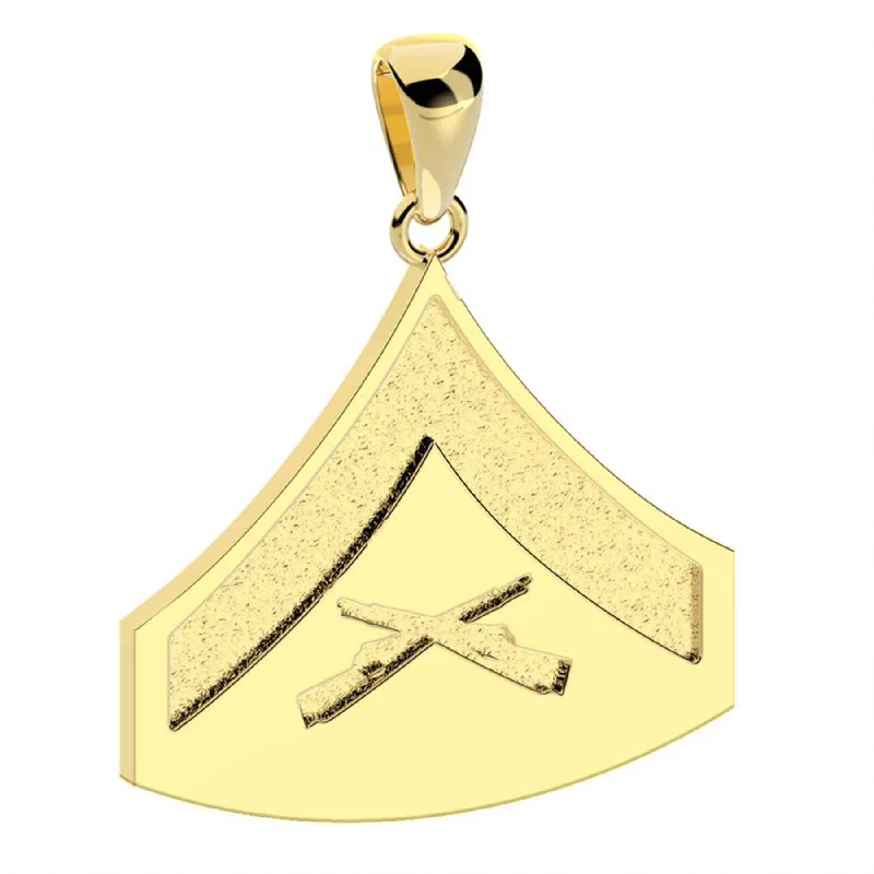 5/8" Lance Corporal Rank Pendant - 10k Gold