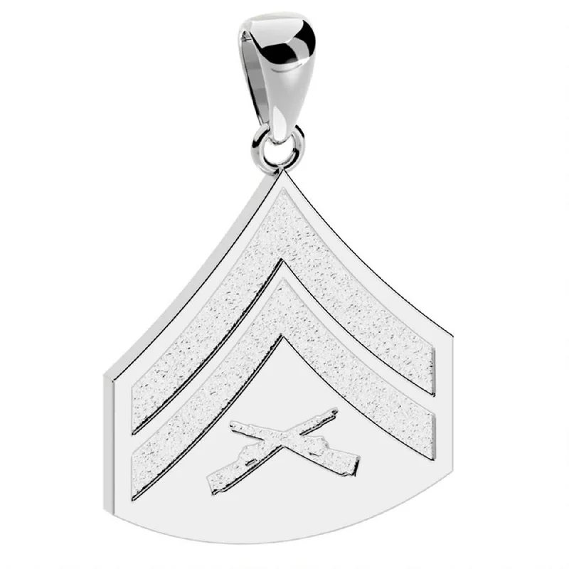 5/8" Corporal Rank Pendant - Sterling Silver