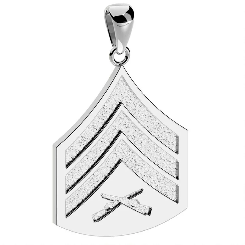 5/8" Sergeant Rank Pendant - Sterling Silver