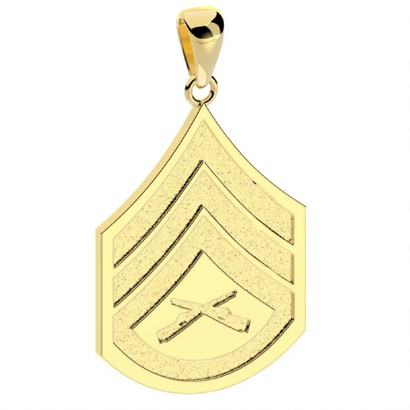 3/4" Staff Sergeant Rank Pendant - 10k Gold