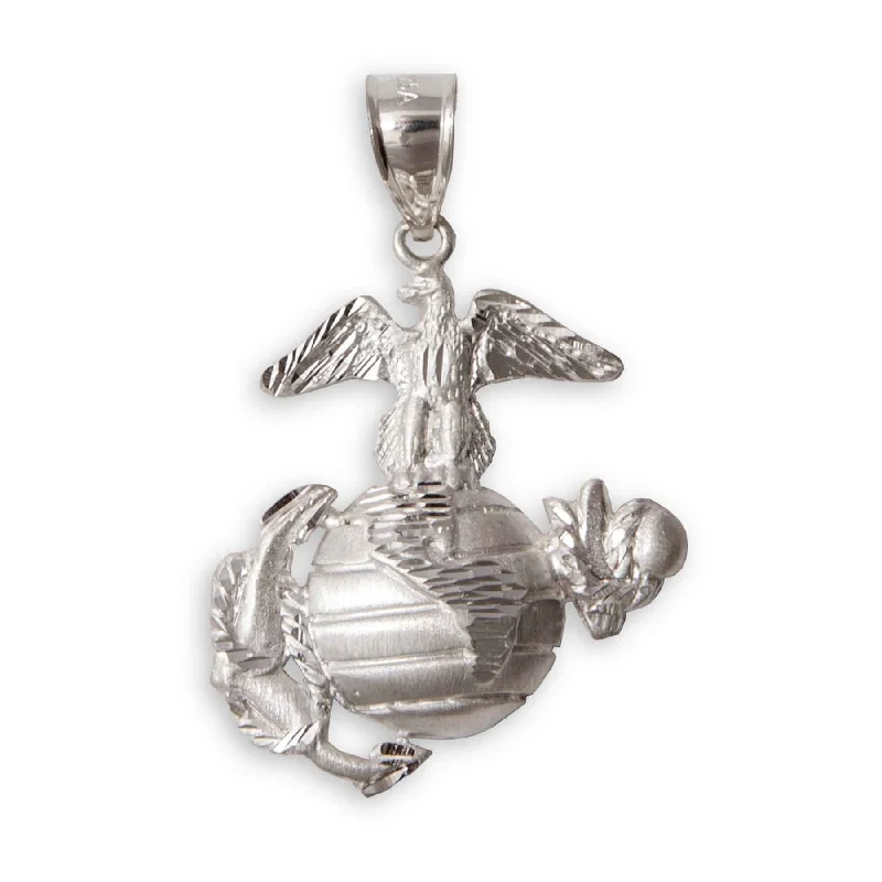 ½" Eagle, Globe, and Anchor Pendant - Sterling Silver