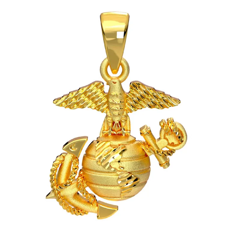 ½" Eagle, Globe, and Anchor Pendant - 14k Gold