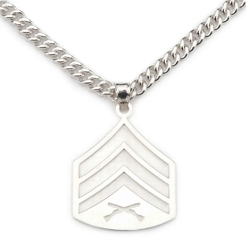 1-3/8" Sergeant Rank Pendant With Curb Chain