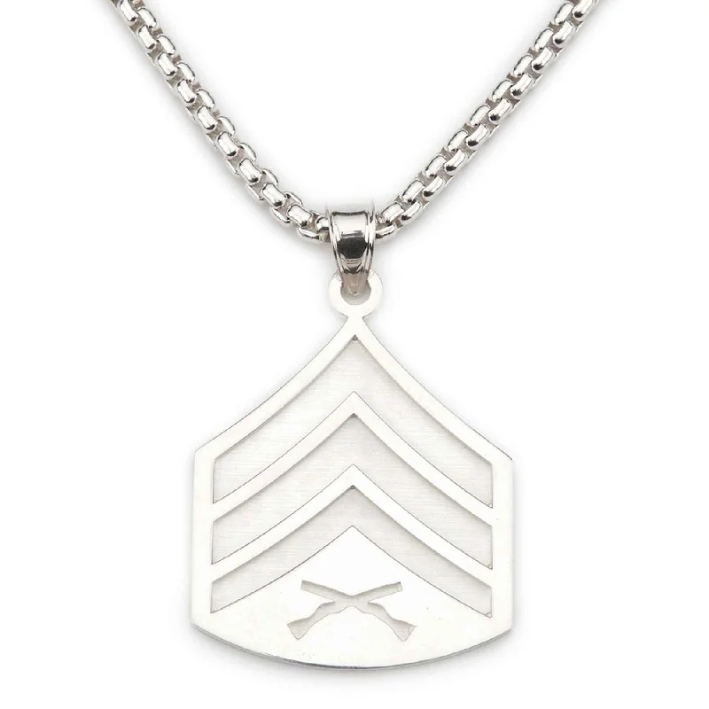 1-3/8" Sergeant Rank Pendant With Box Chain