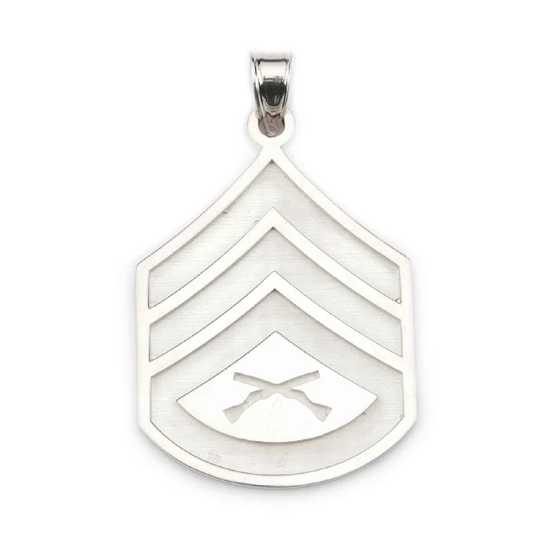 1-3/8" Staff Sergeant Rank Pendant - Sterling Silver