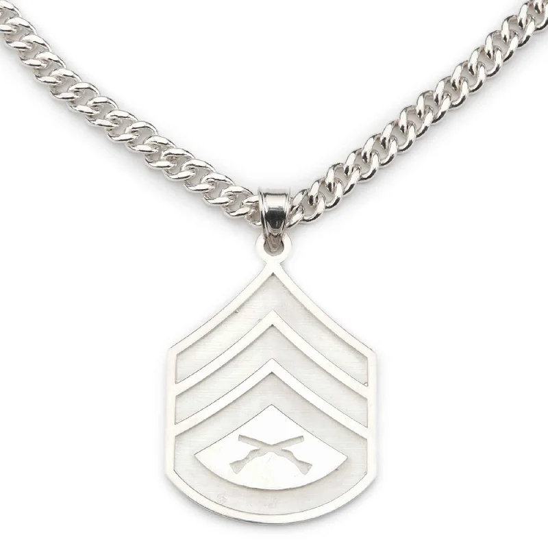 1-3/8" Staff Sergeant Rank Pendant With Curb Chain