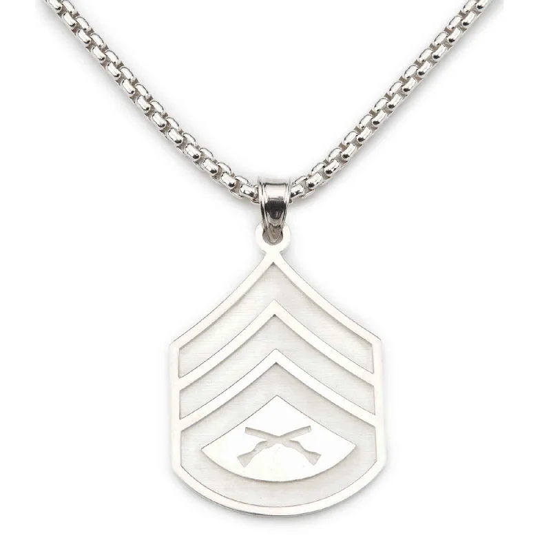 1-3/8" Staff Sergeant Rank Pendant With Box Chain