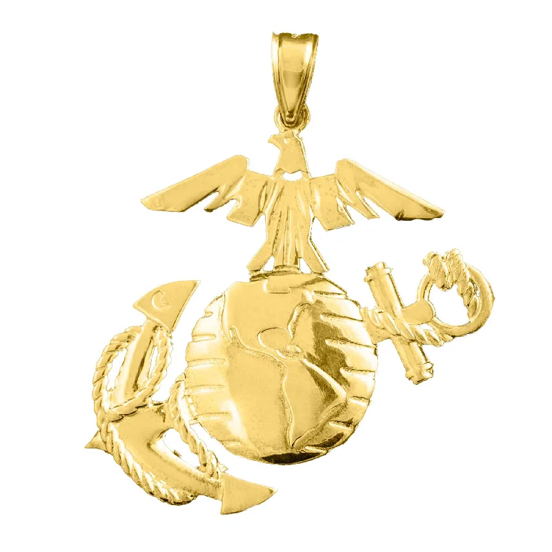 2" Eagle, Globe, and Anchor Pendant - 14k Gold