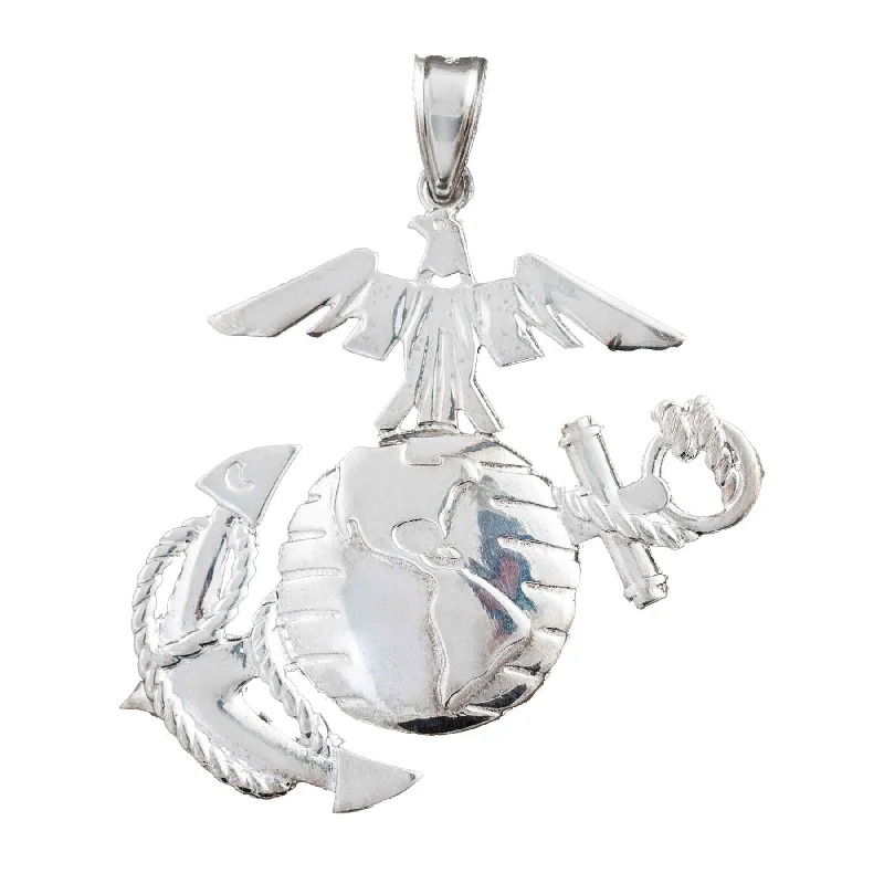 1.5" Eagle, Globe, and Anchor Pendant - Sterling Silver