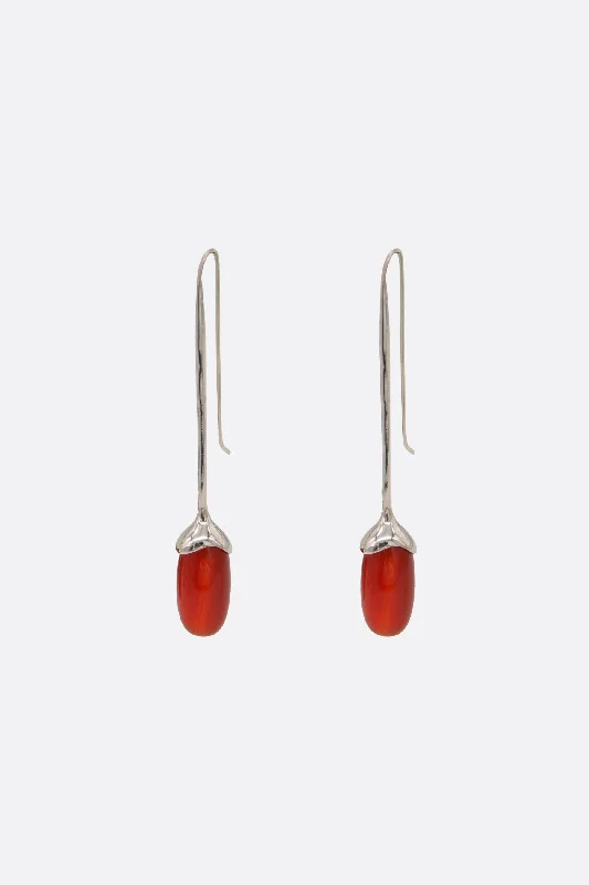 Long Dripping Stone earrings in carnelian