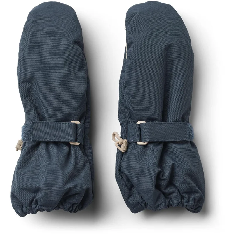 Wheat Dark Blue Mittens Tech