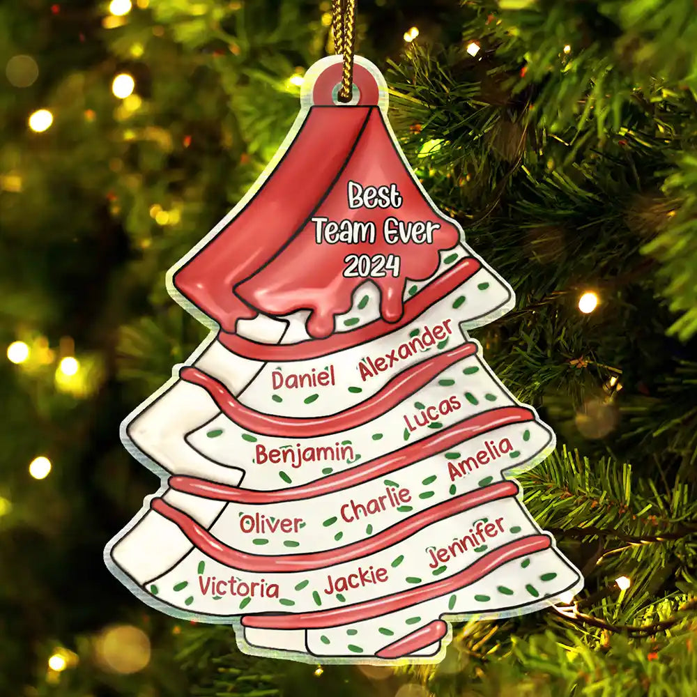 Best Team Ever Christmas Cake Tree - Personalized Custom Shaped Acrylic Ornament