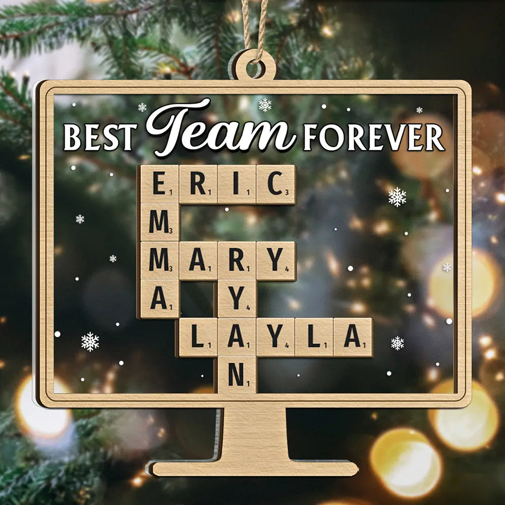 Best Team Forever Crossword Scrabble - Personalized 2-Layered Mix Ornament