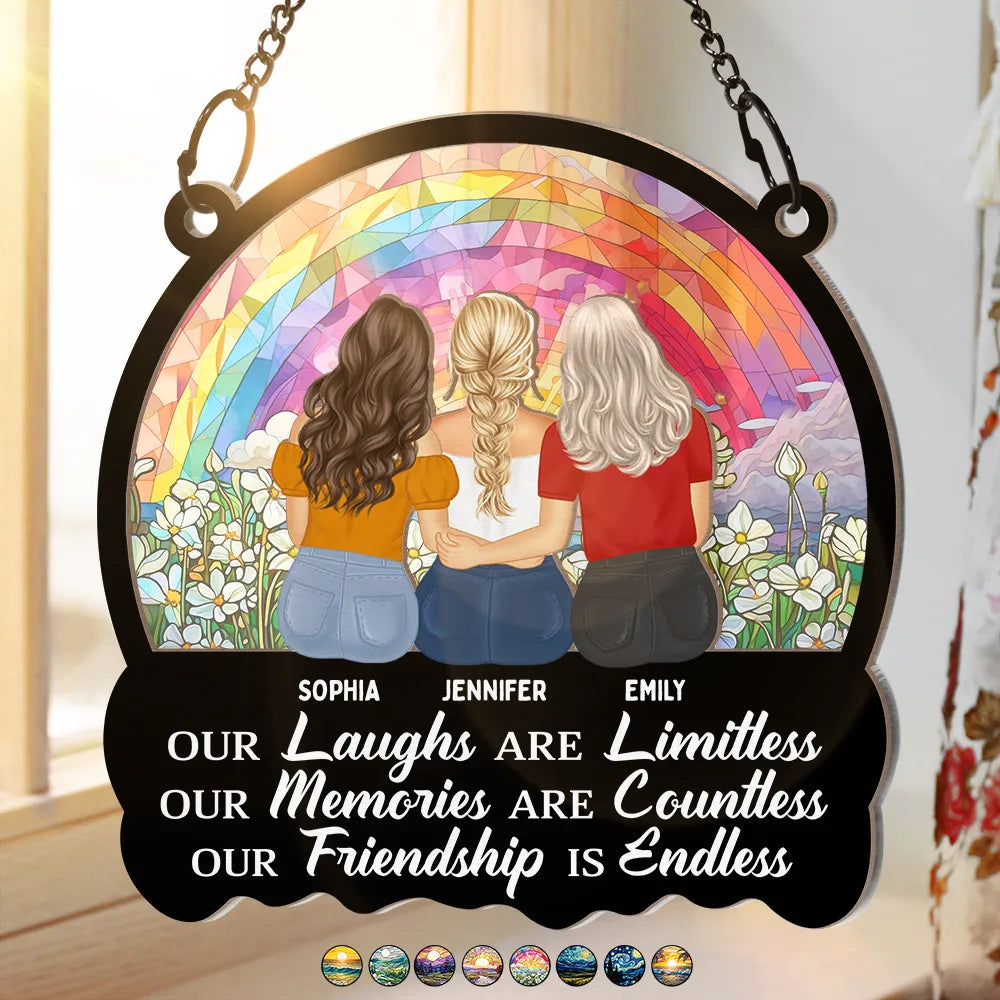 Besties Our Laughs Are Limitless Best Friends - Personalized Window Hanging Suncatcher Ornament