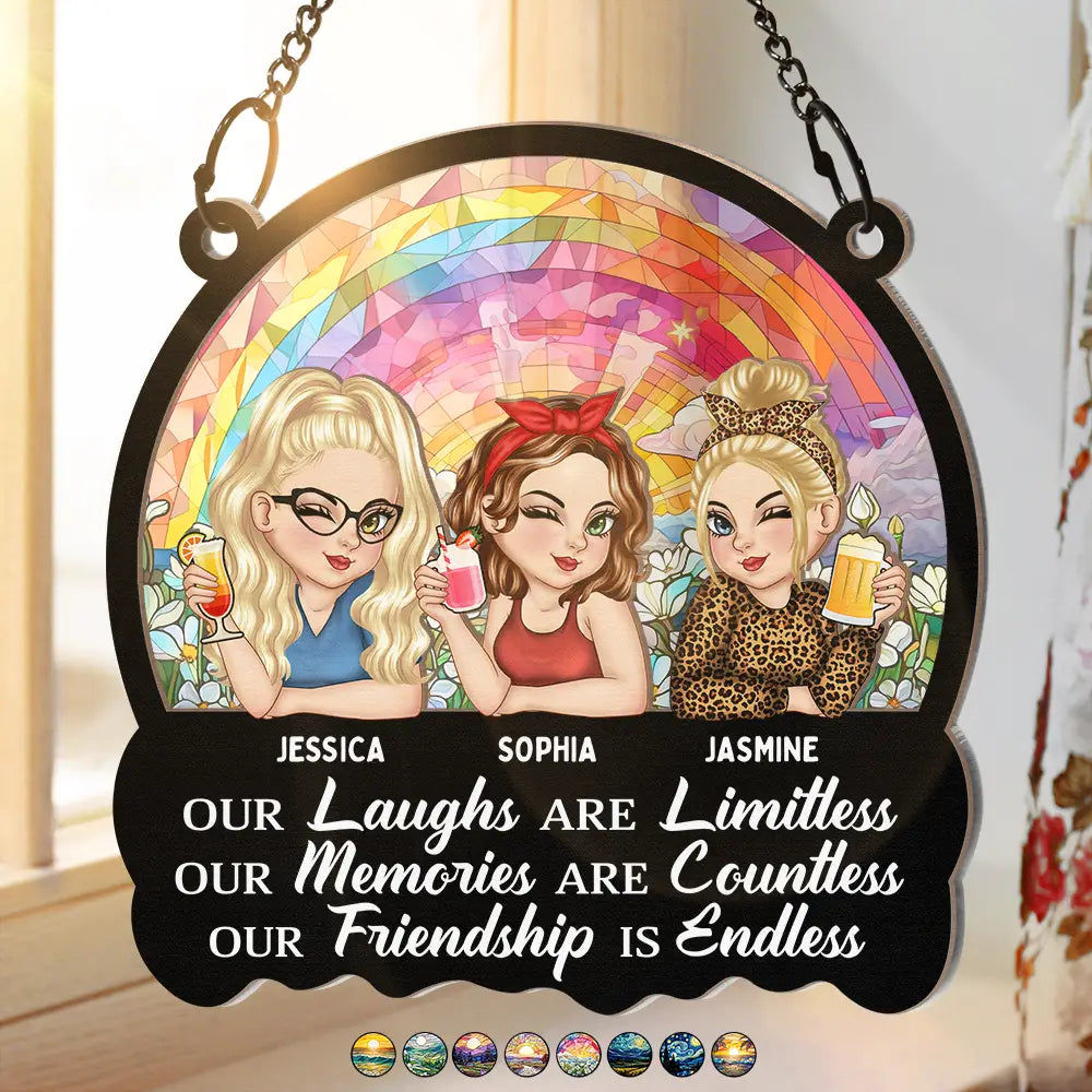 Besties Our Laughs Are Limitless Friendship - Personalized Window Hanging Suncatcher Ornament