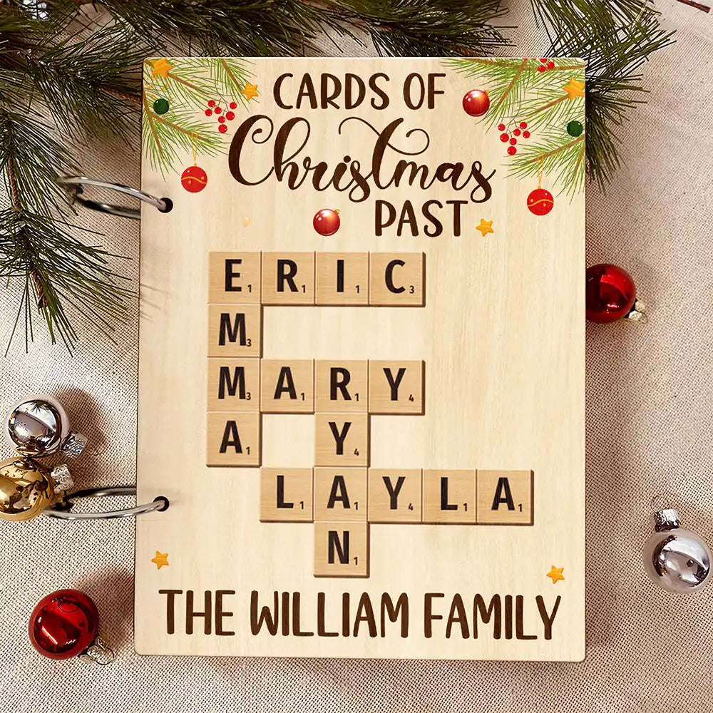 Cards Of Christmas Past Family Crossword Scrabble - Personalized Card Keeper, Card Holder