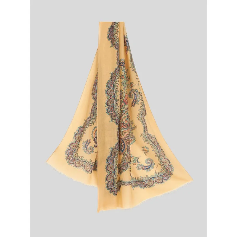 CASHMERE SCARF WITH ORNAMENTAL PRINT