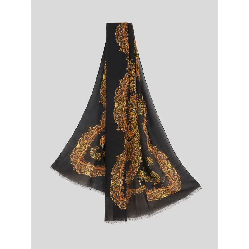 CASHMERE SCARF WITH ORNAMENTAL PRINT