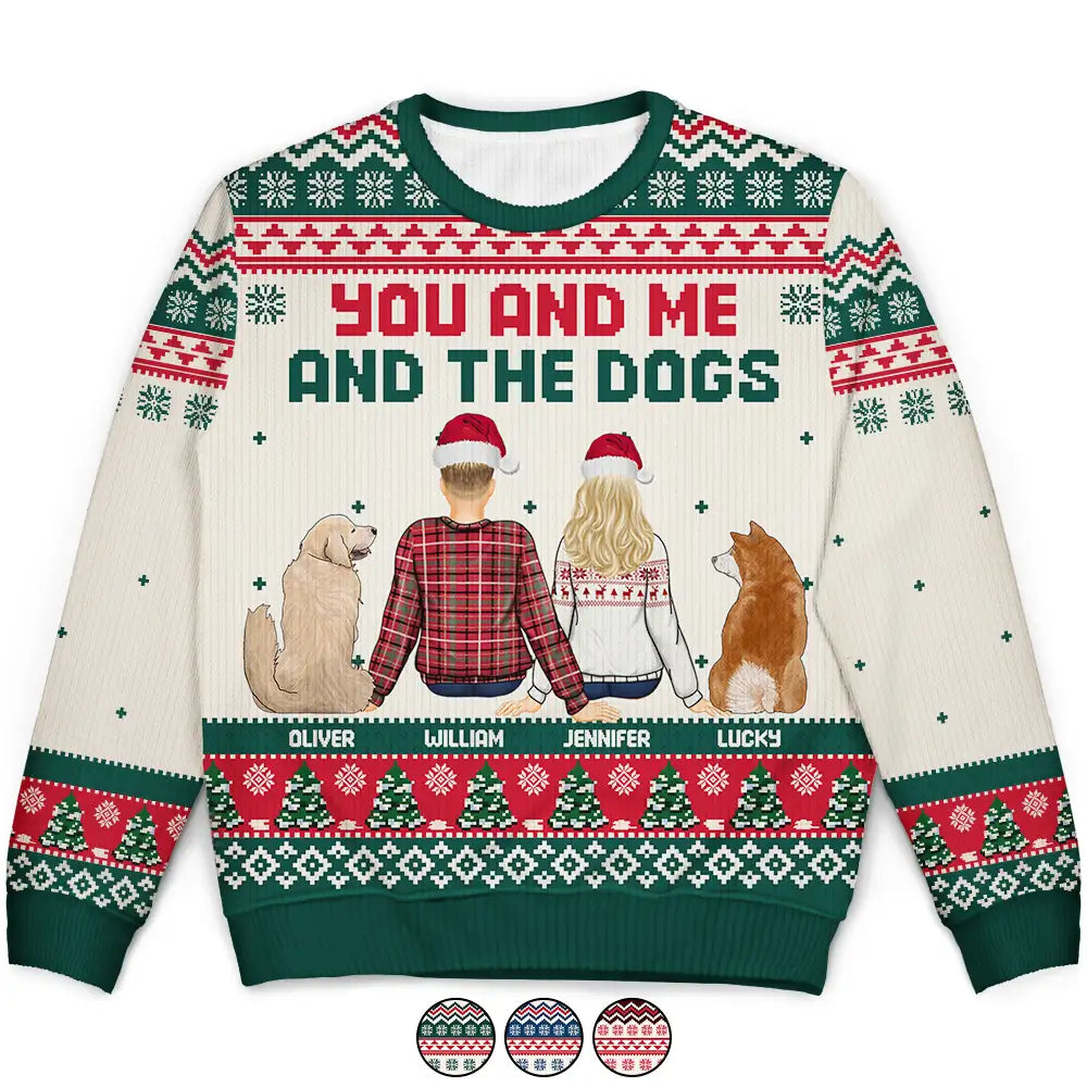 Christmas Backside You And Me And The Pets - Personalized Unisex Ugly Sweater