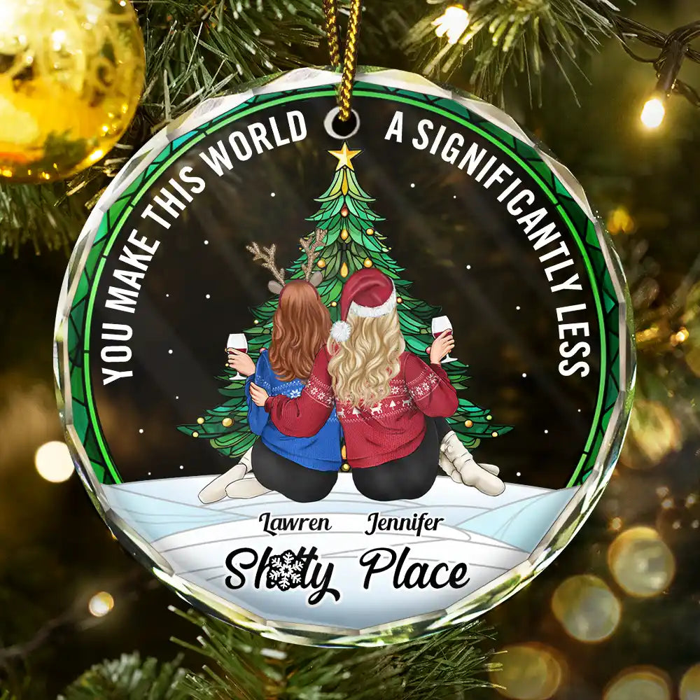 Christmas Bestie You Make The World Better - Personalized Circle Glass Ornament