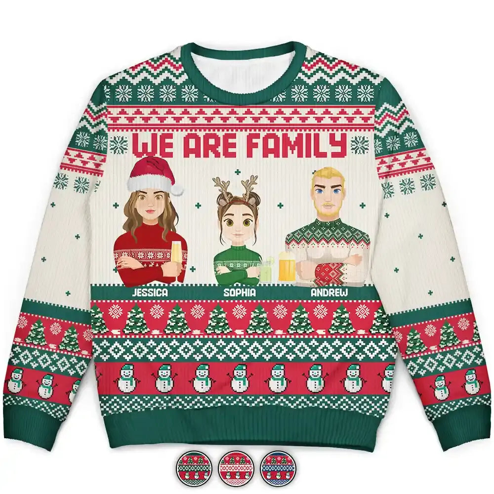 Christmas Family Crew We Are Family - Personalized Unisex Ugly Sweater