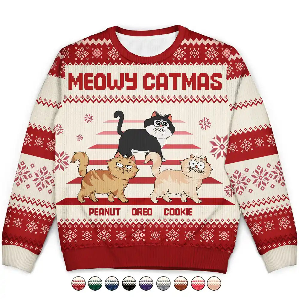 Christmas Funny Walking Dog Cat Pet Lover Happy Pawlidays - Personalized Unisex Ugly Sweater