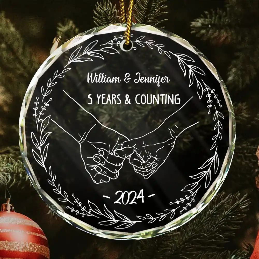 Christmas Holding Hands Years & Counting - Personalized Glass Ornament