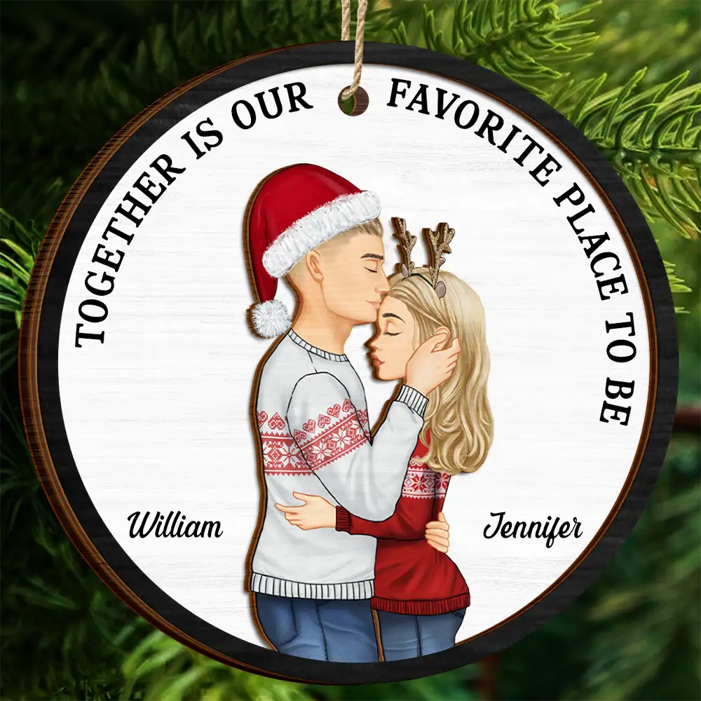 Christmas Together Is Our Favorite Place - Personalized 2-Layered Wooden Ornament