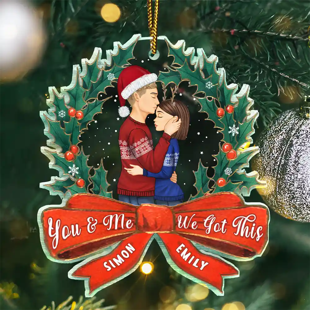 Christmas Wreath You And Me - Personalized Custom Shaped Acrylic Ornament