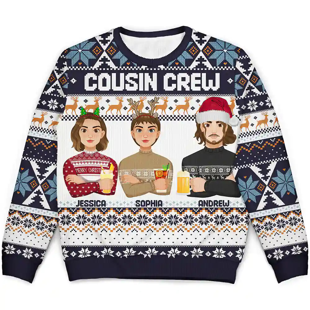 Cousin Crew Christmas Family - Personalized Unisex Ugly Sweater