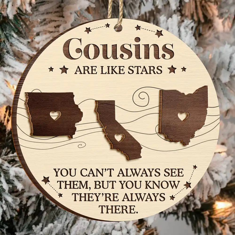 Cousins Are Like Stars Siblings Friends Family Christmas - Personalized 2-Layered Wooden Ornament