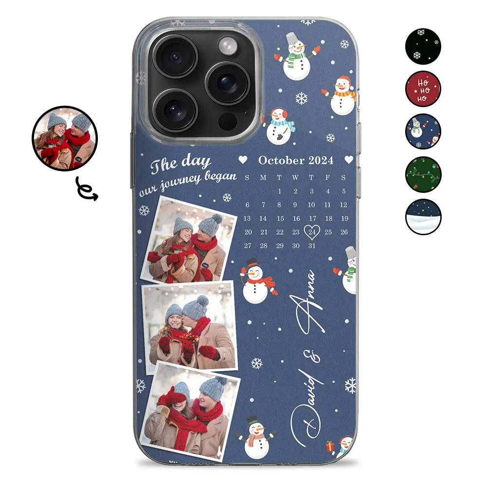 Custom Photo Calendar The Day Our Journey Began Christmas Version - Personalized Clear Phone Case