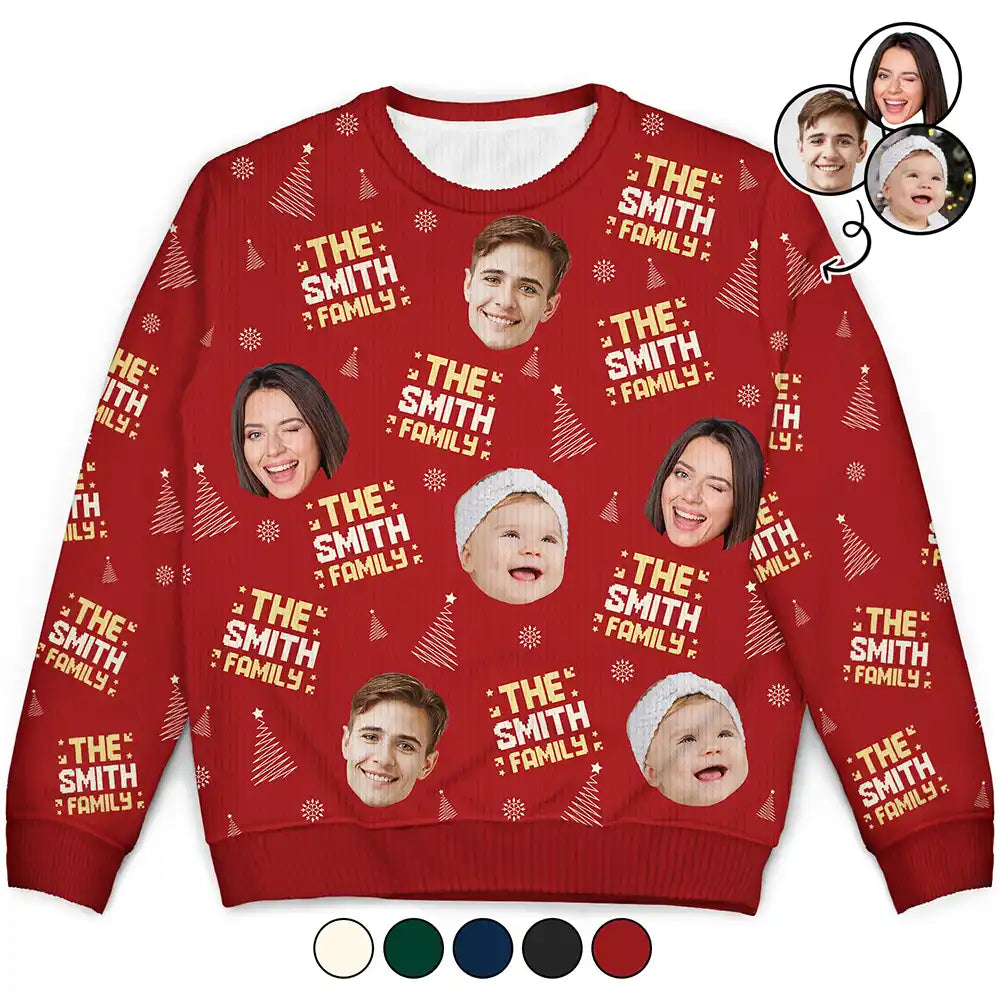 Custom Photo Family Name - Personalized Unisex Ugly Sweater