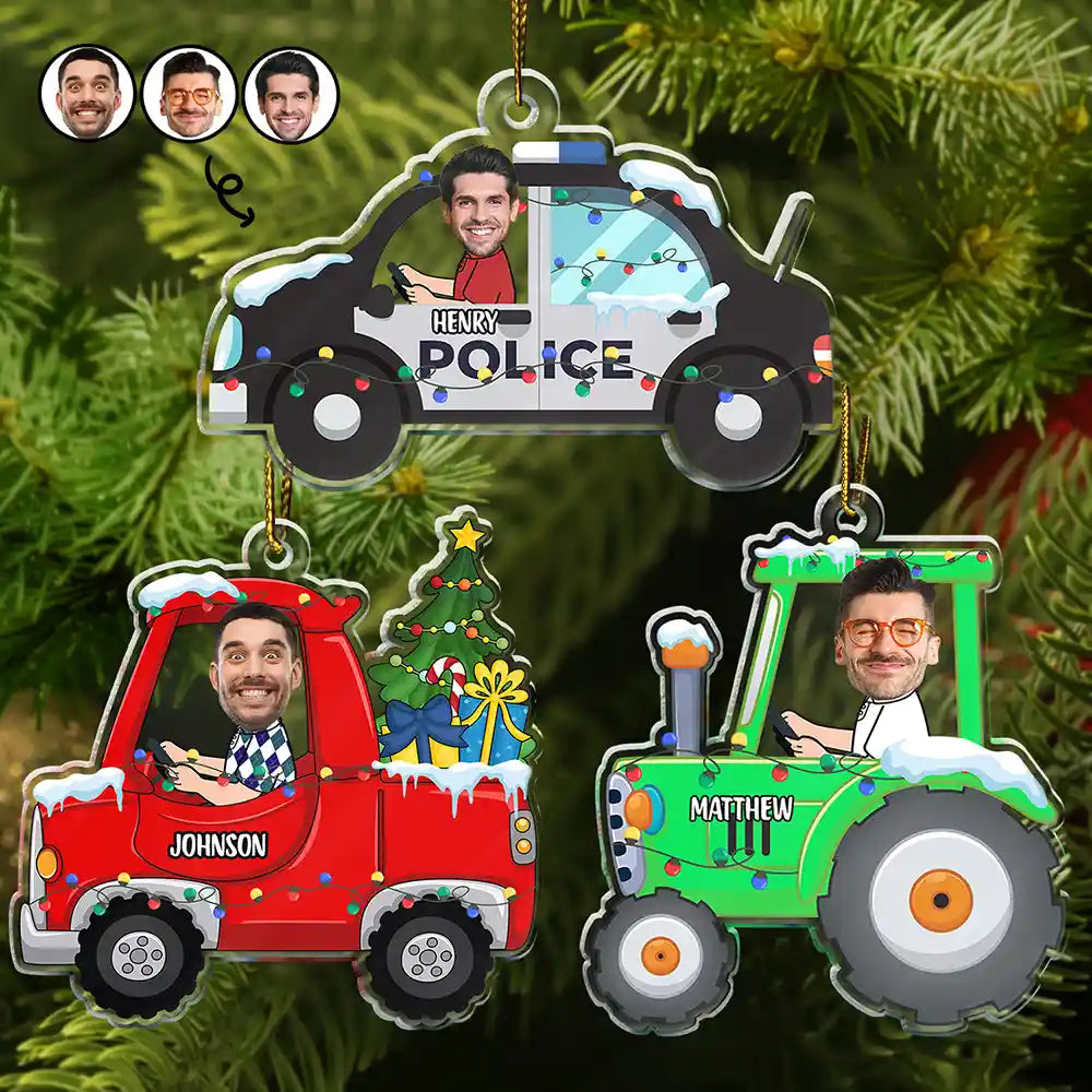 Custom Photo Funny Face Vehicle - Personalized Custom Shaped Acrylic Ornament