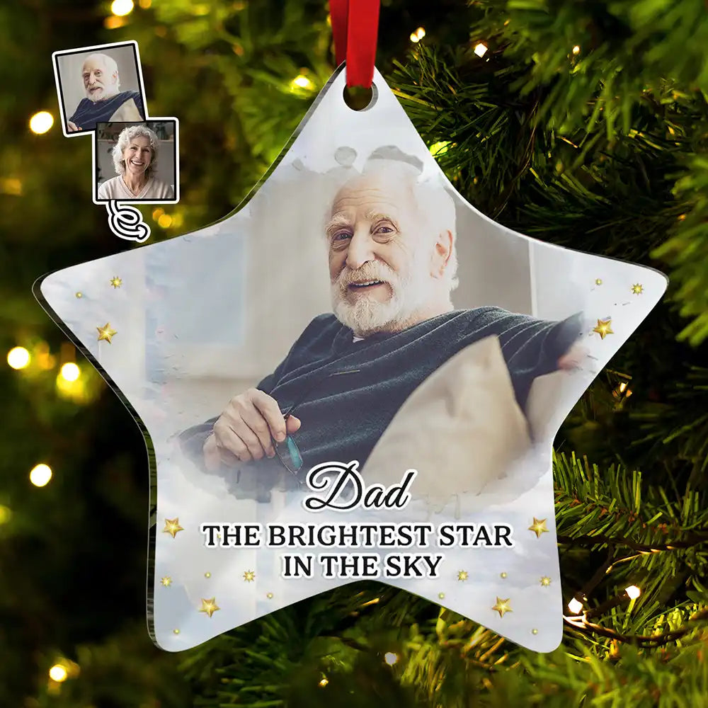 Custom Photo Memorial The Brightest Star In The Sky - Personalized Custom Shaped Mirror Ornament