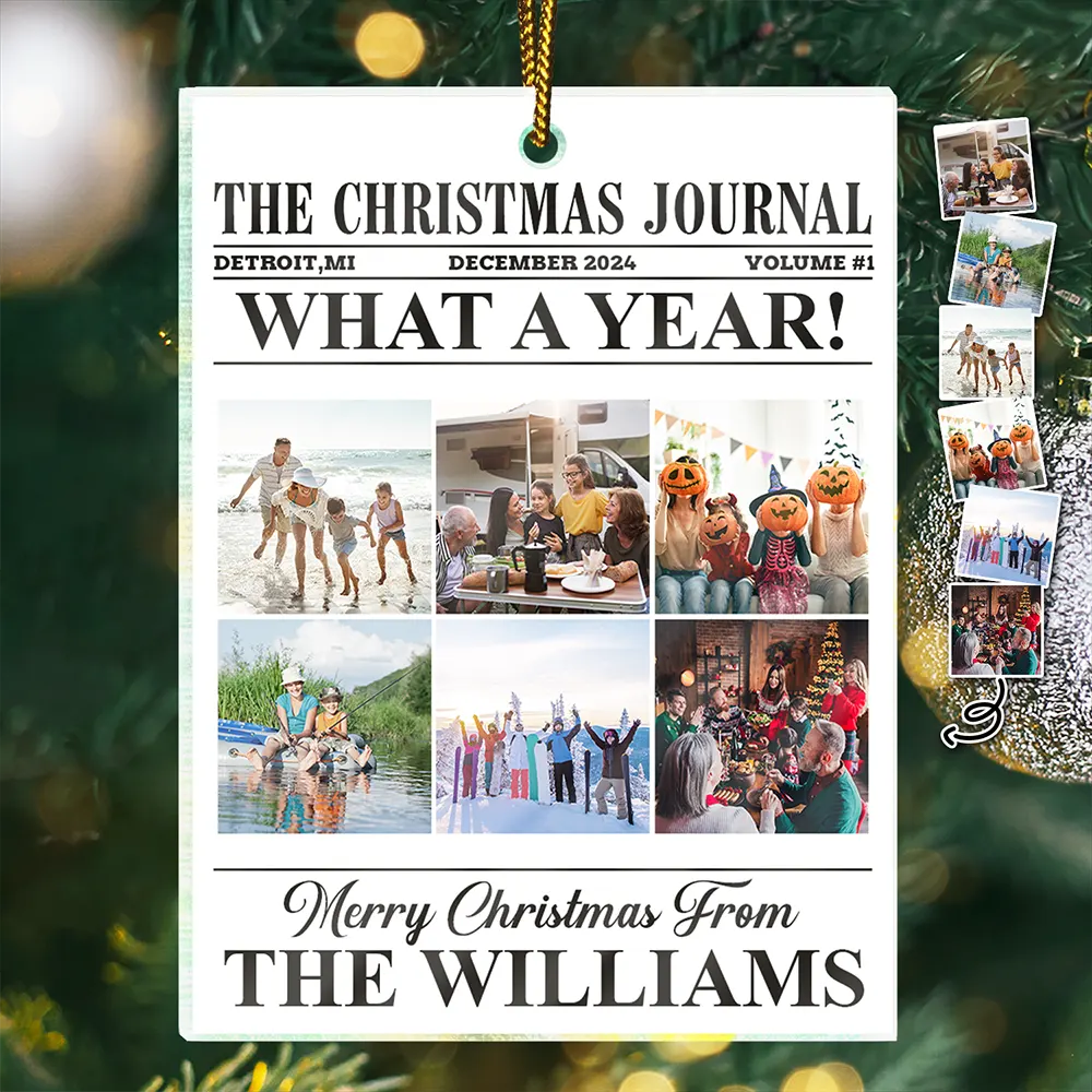 Custom Photo The Christmas Journal What A Year For Family And Friends - Personalized Custom Shaped Acrylic Ornament