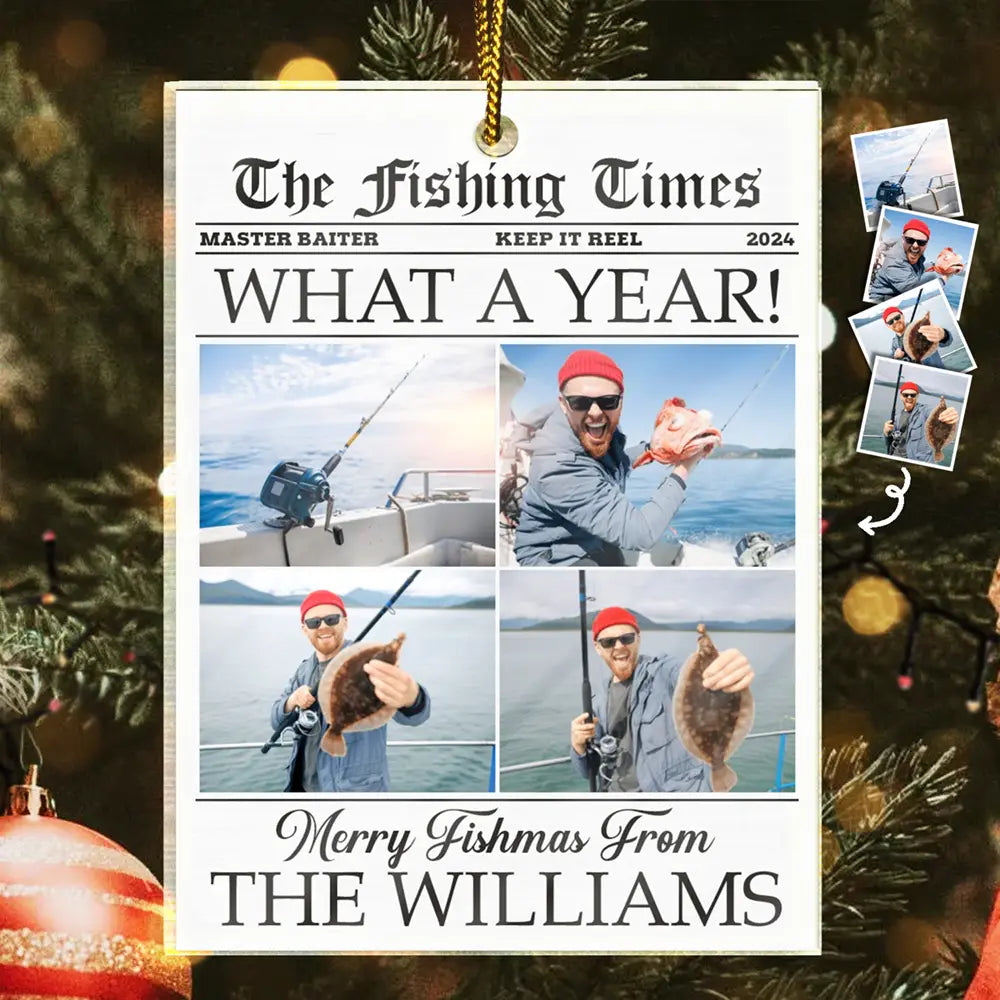 Custom Photo The Fishing Times Golfing Hunting Grilling - Personalized Custom Shaped Acrylic Ornament