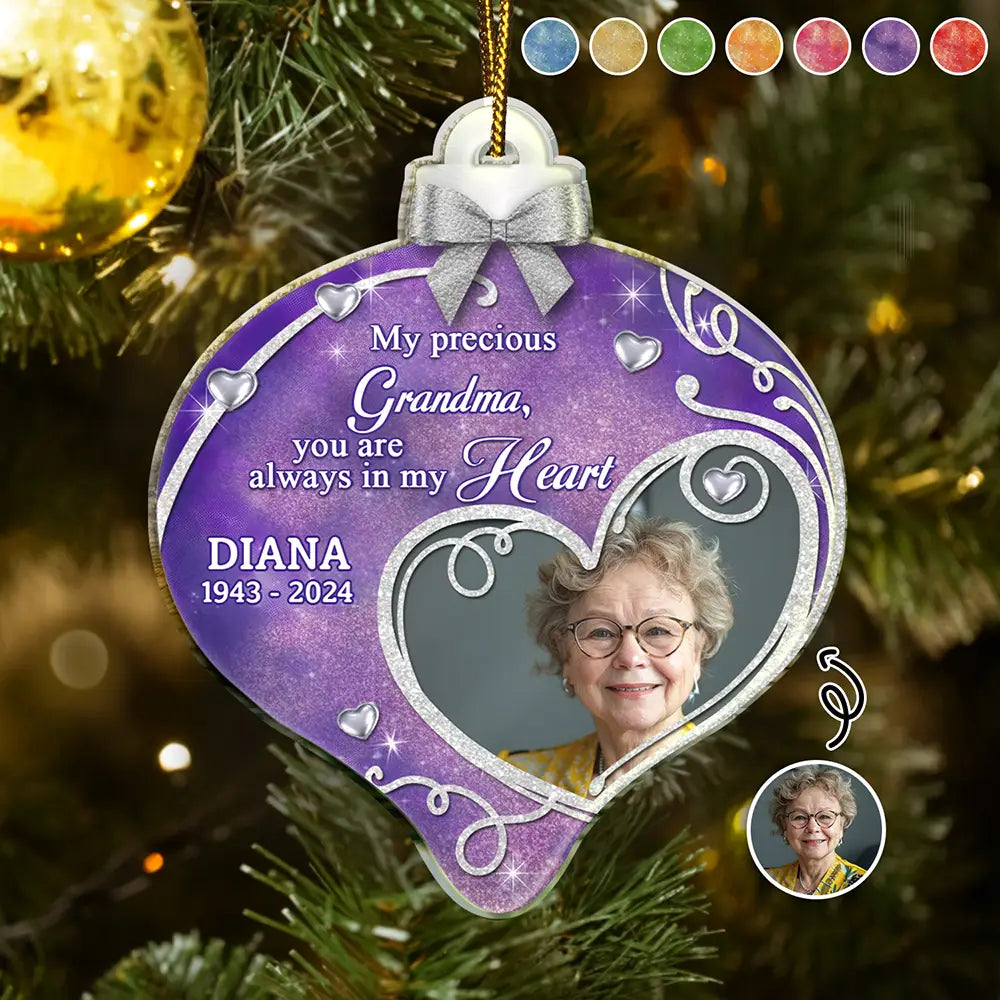 Custom Photo You Are Always In My Heart Memorial - Personalized Custom Shaped Acrylic Ornament