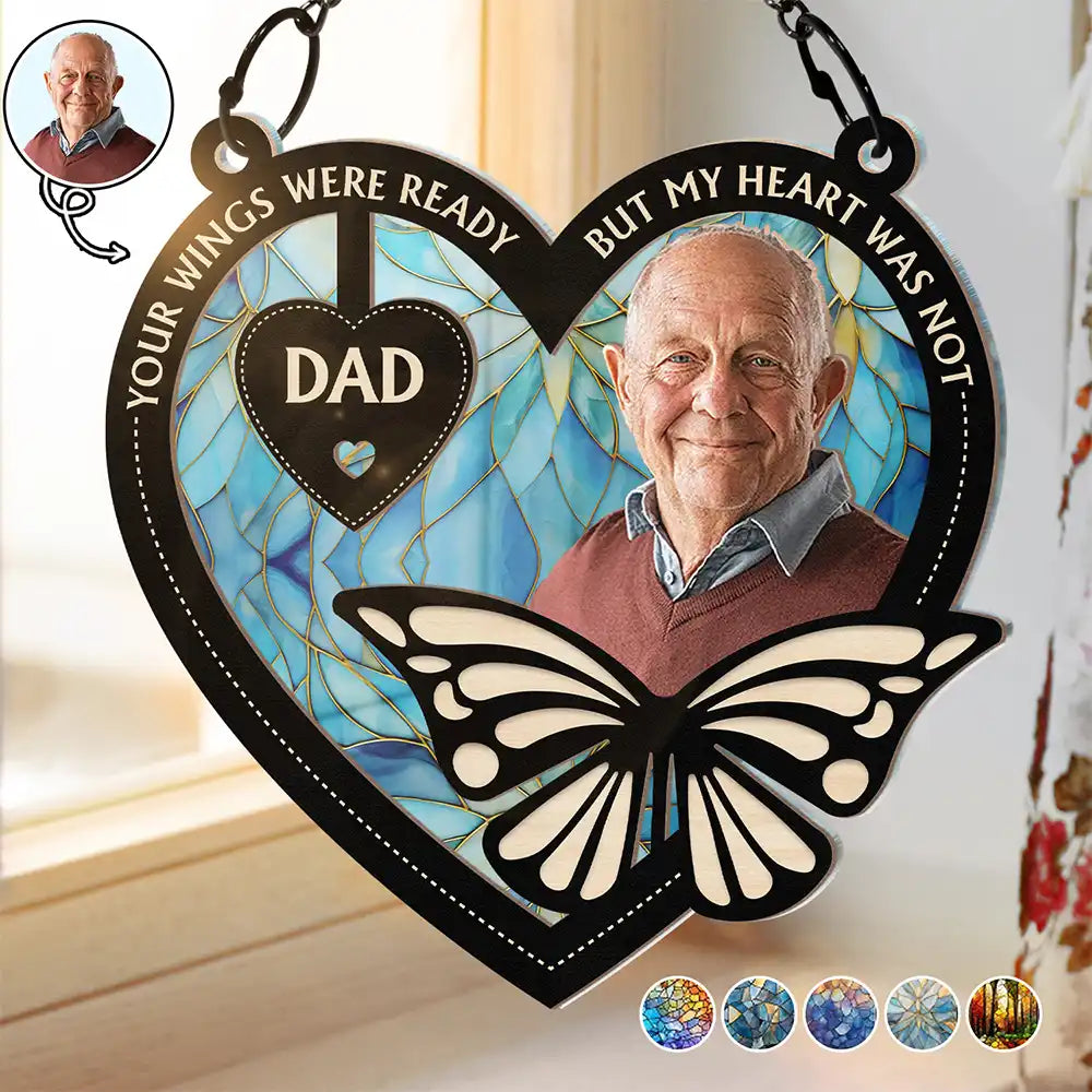 Custom Photo Your Wings Were Ready - Personalized Window Hanging Suncatcher Ornament