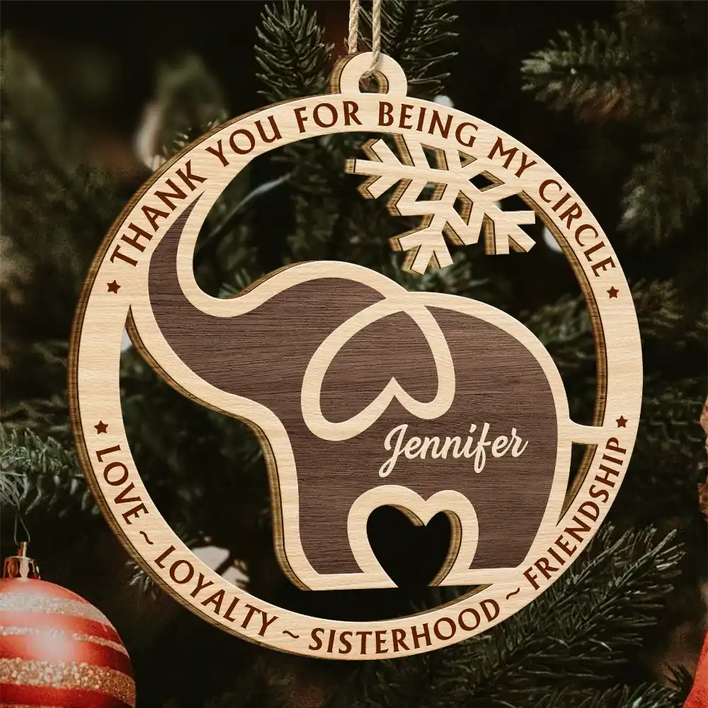 Elephant Friendship Sisterhood Sisters Besties Keepsake - Personalized Wooden Cutout Ornament