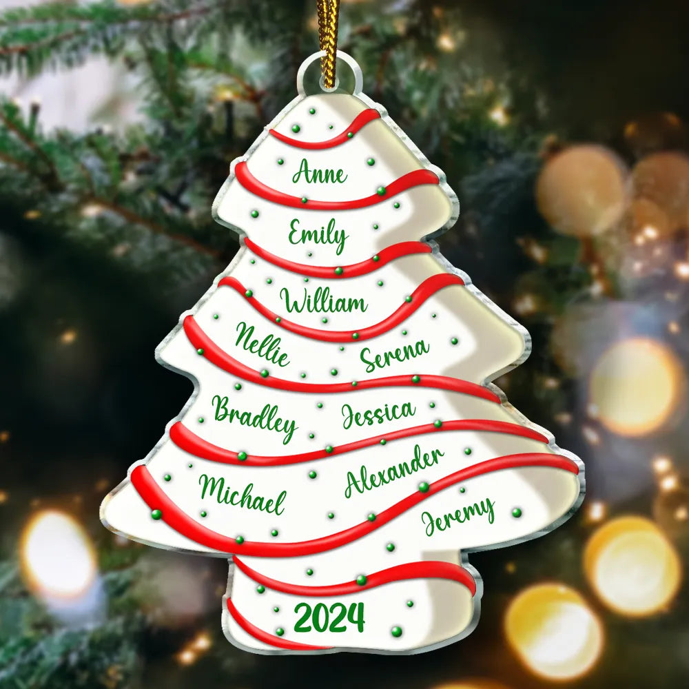 Family Christmas Tree Cake - Personalized Custom Shaped Acrylic Ornament