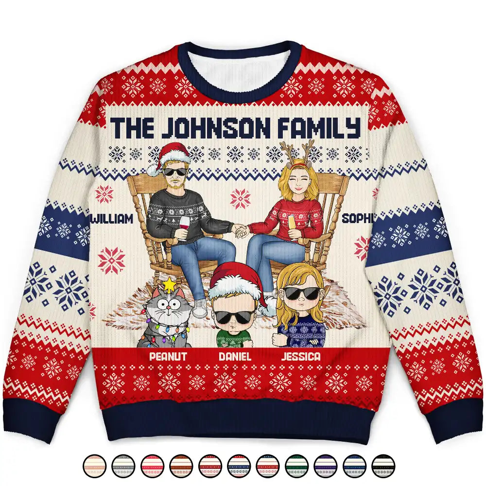 Family Couple With Kids And Pets - Personalized Unisex Ugly Sweater