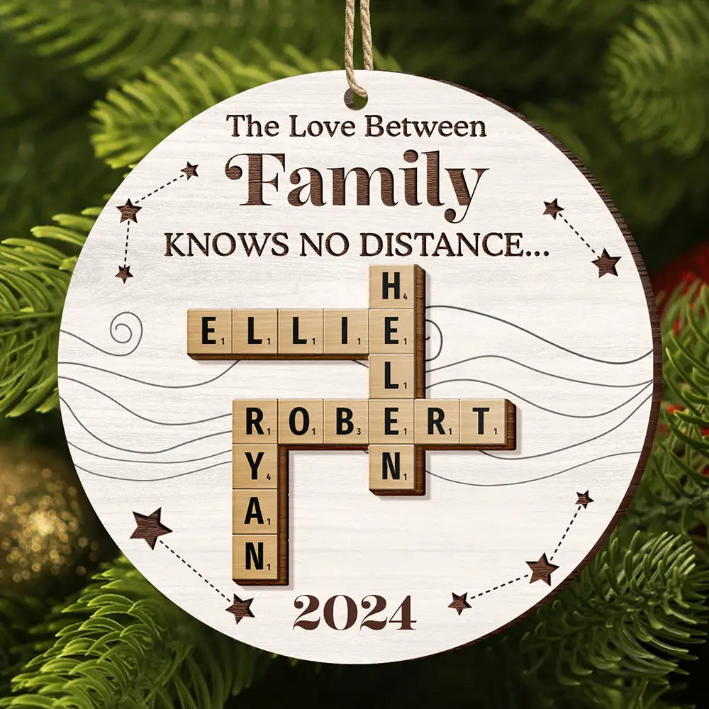 Family Friends Siblings Sisters Brothers Crossword Scrabble - Personalized 2-Layered Wooden Ornament